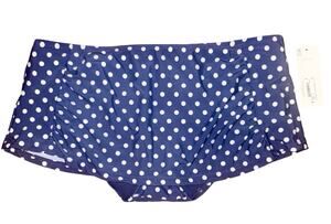 Peyton & Parker NWT Mid Rise Skirted Bikini Bottom Navy White Polka Dot M